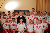 В.В.Путин в г. Сочи в Прибрежной паралимпийской деревне встретился со сборной командой России по хоккею-следж